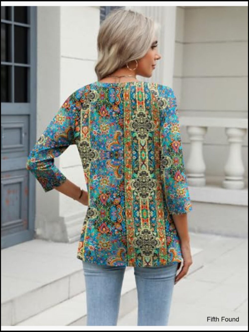 3/4 Sleeve V Neck Tunic Top Soft Stretch Blouse Work Tee - Picture 3 of 7